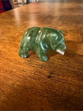 Small Jade Green Carved Bear Figurine